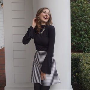 Forever21 Black+White striped circle skirt